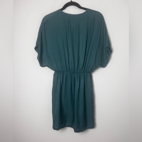 ZARA Women's Small Sea Green Satin Effect Faux Wrap Party Cocktail Mini Dress - Picture 7 of 14